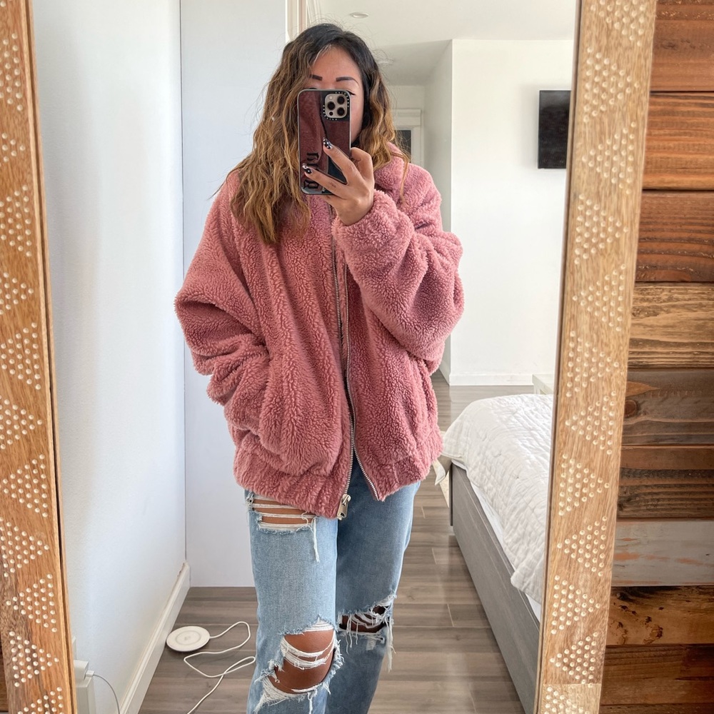 BCG oversized pink Sherpa jacket